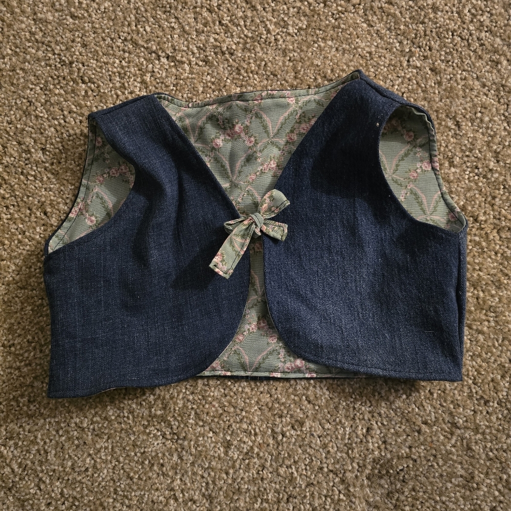 Reversible Denim and Floral Vest